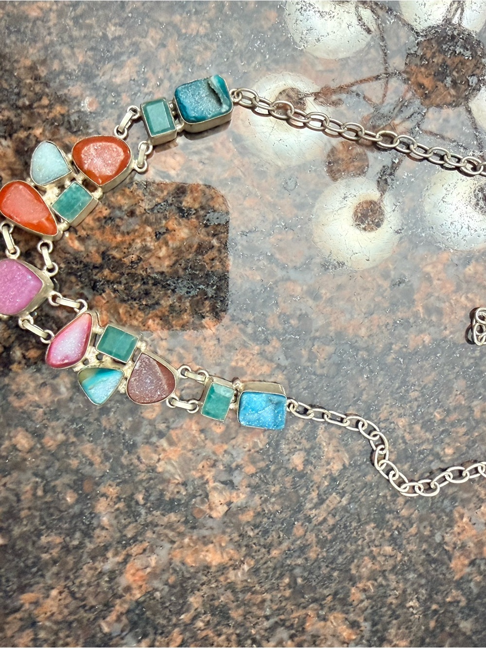 Multicolor Gemstone Link Necklace - Women Jewelry